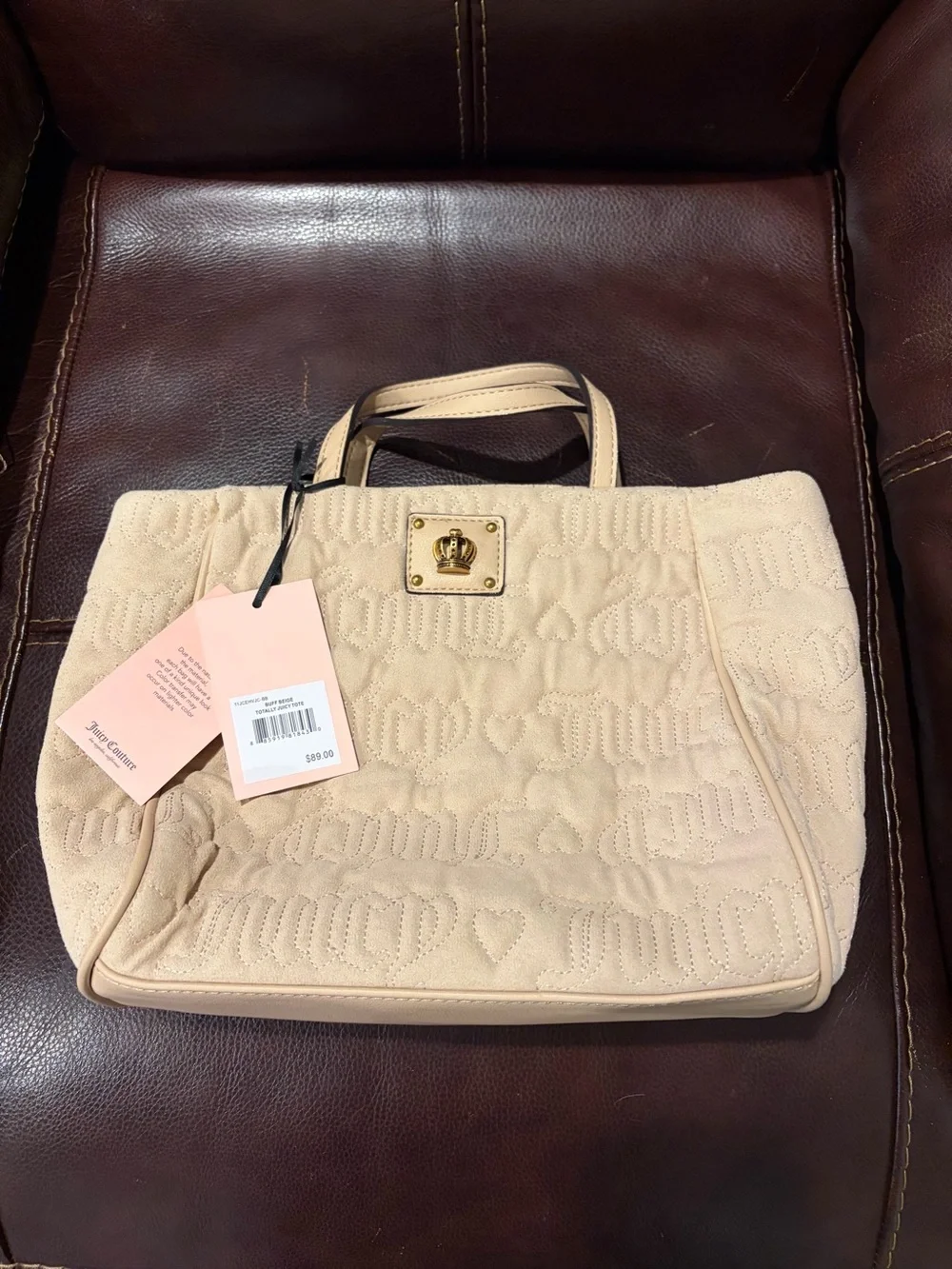 Y2K NWT Juicy Couture Totally Juicy Tote in the color Buff Beige